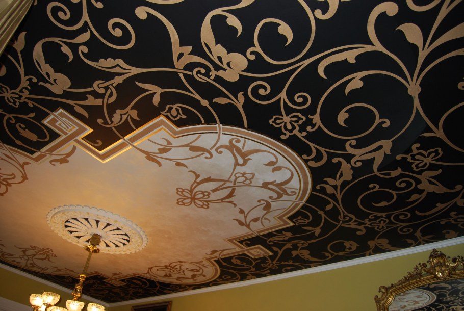Расписная плитка на потолок своими руками