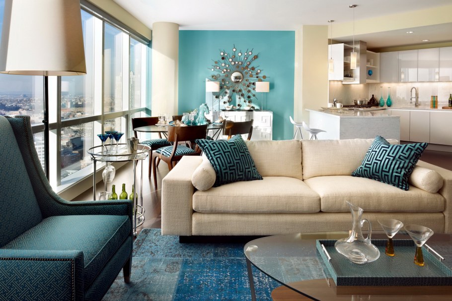 Гостиная в голубых тонах
