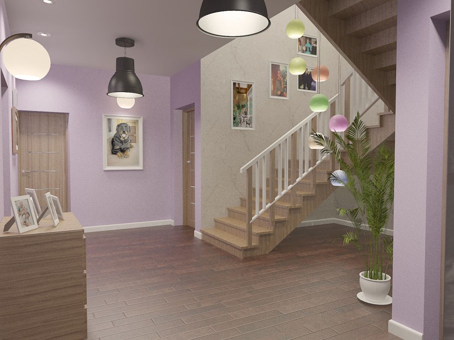 Холл с лестницей в частном доме на второй этаж