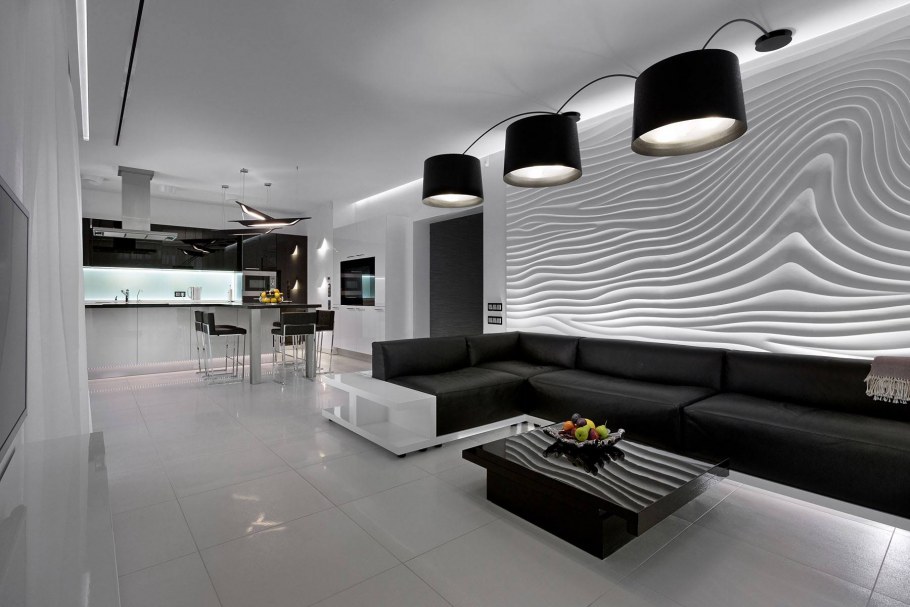 Отделка стен в стиле хайтек