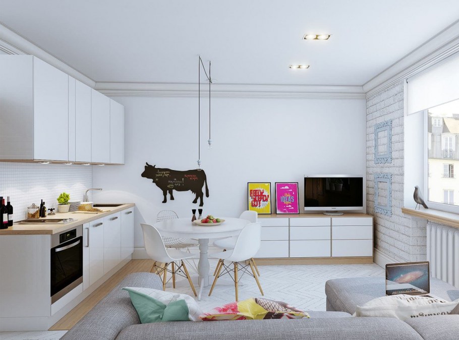 Интерьер квартиры студии 25 кв.м в скандинавском стиле