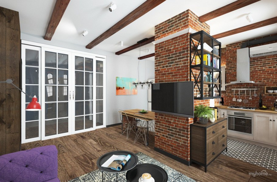 Декор кухни хрущевки в стиле лофт