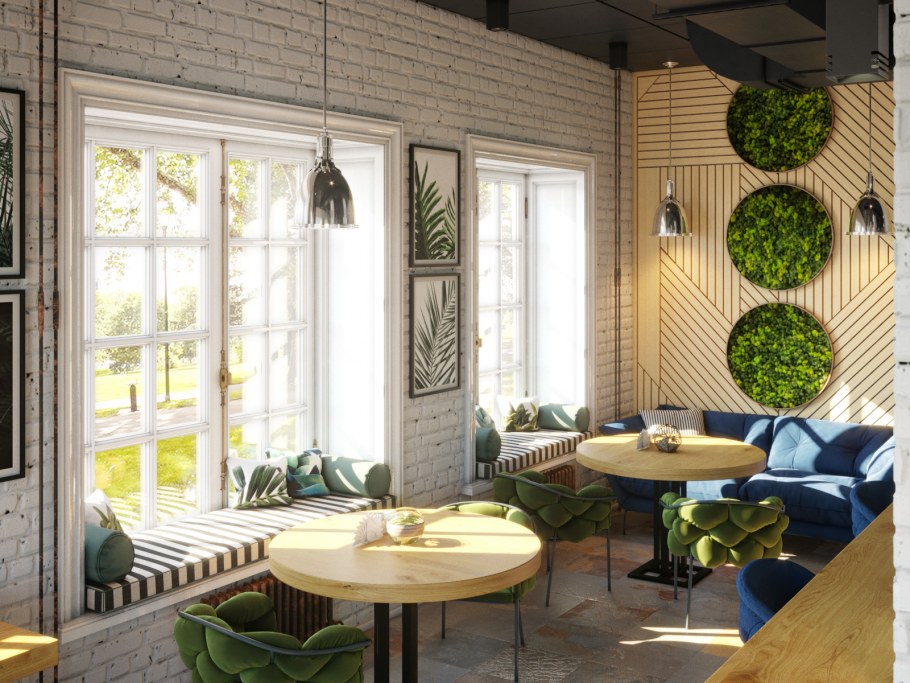 Кофейня проект в стиле травка