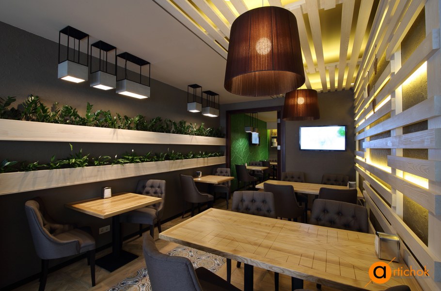 Кофейня интерьер в коричневых тонах