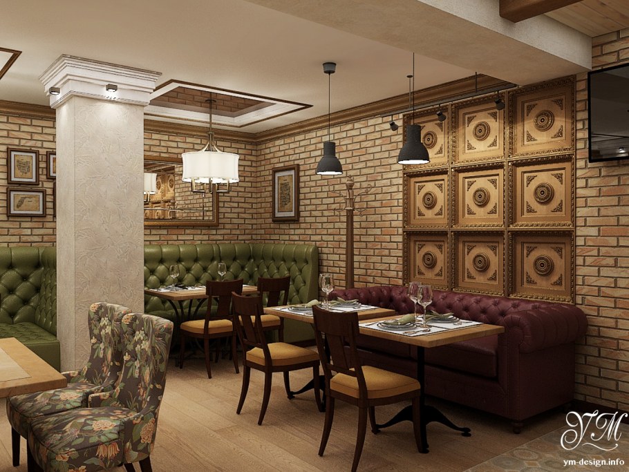 Уютное кафе интерьер визуализация