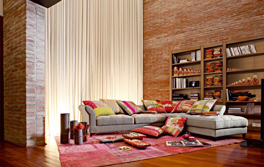 Шторы терракотовые в гостиную