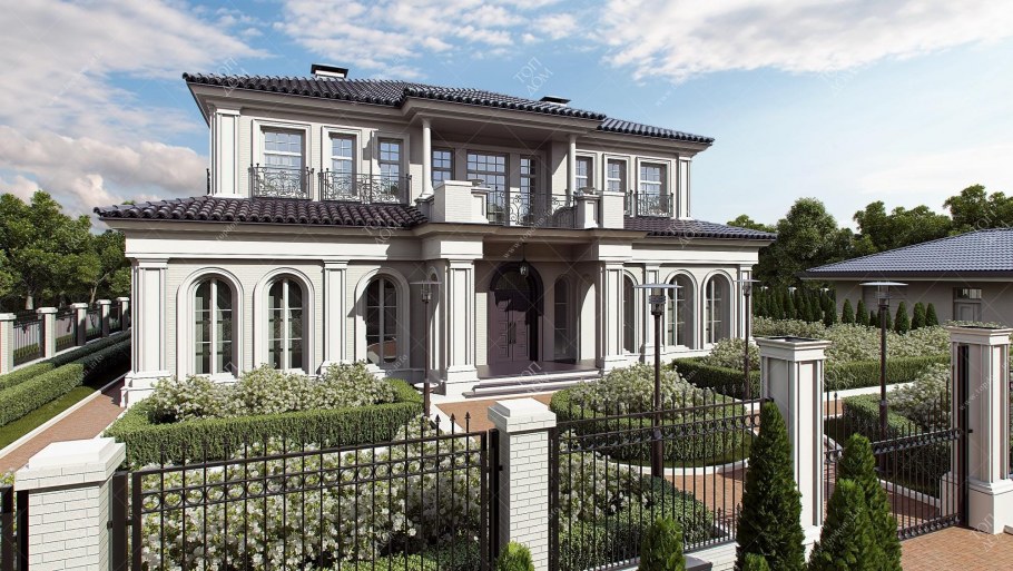 Проект углового дома в античном стиле