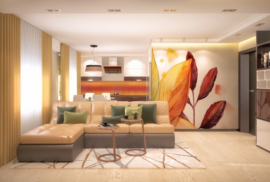 Акцентная стена в гостиной