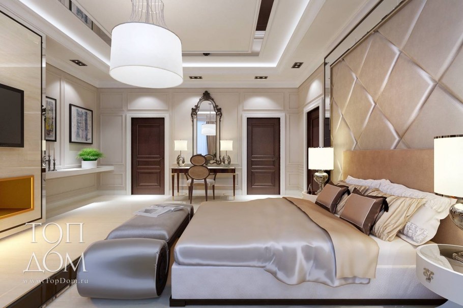 Дизайнерская спальня в большом доме