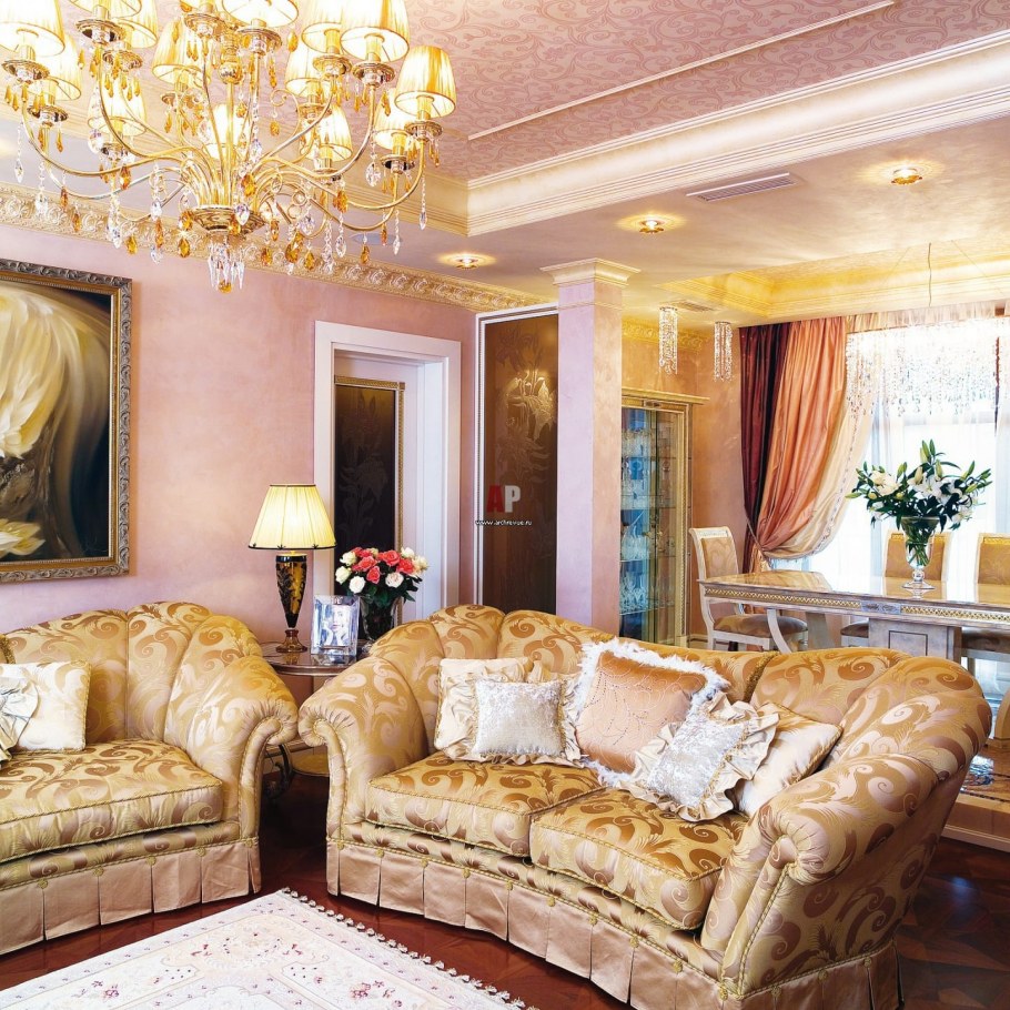 Песочный цвет стен в гостиной