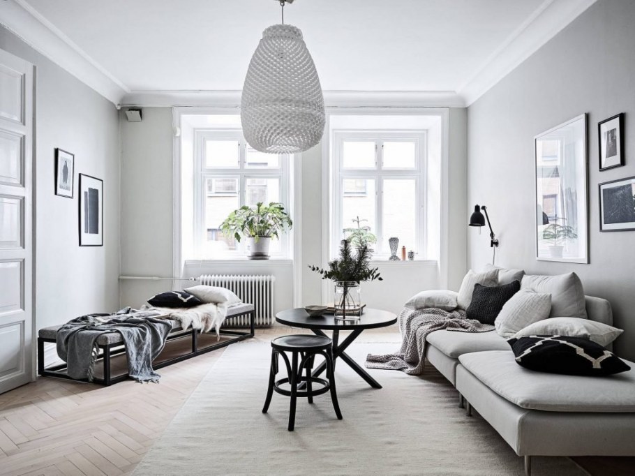 Сканди стиль в интерьере гостиной