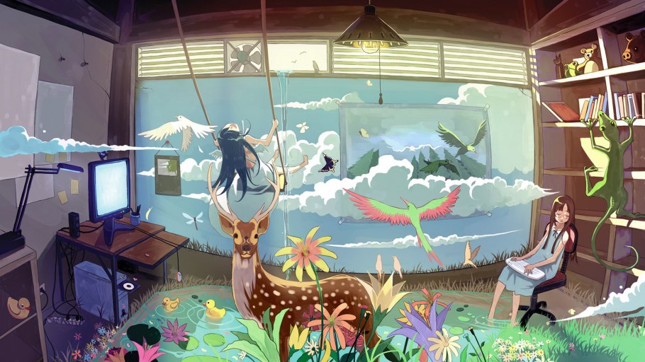 Комната с растениями арт