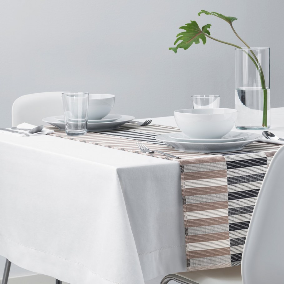 MITTBIT МИТТБИТ дорожка настольная, черный бежевый/белый35x130 см