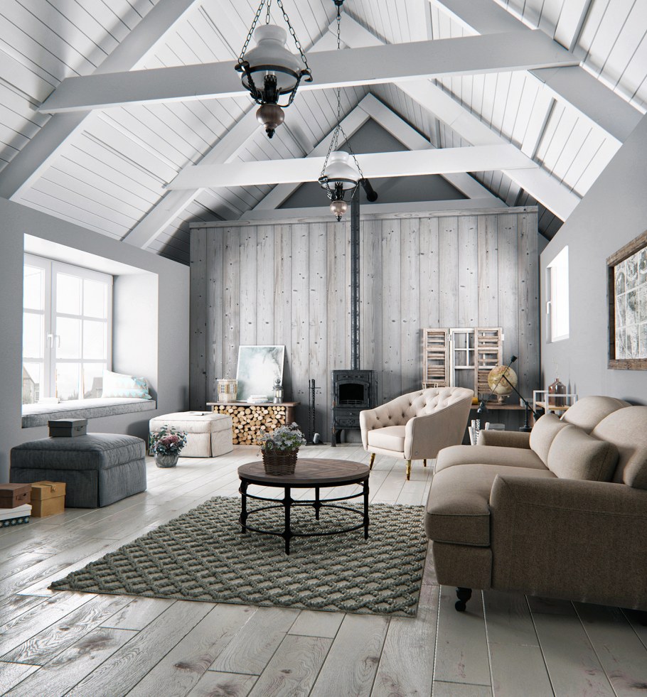 Барнхаус внутри интерьер