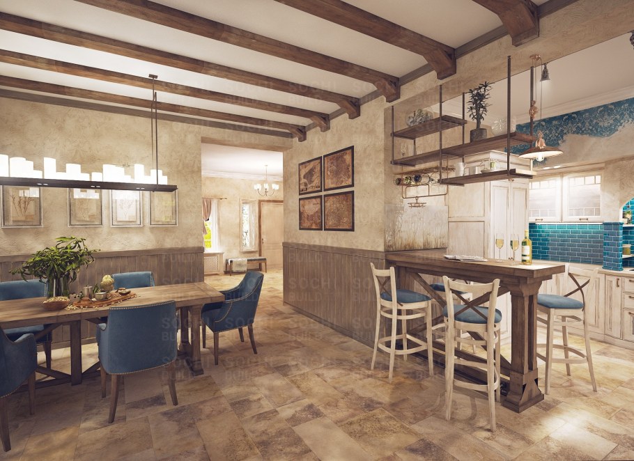 Кухня Кантри Прованс Неоклассика голубая