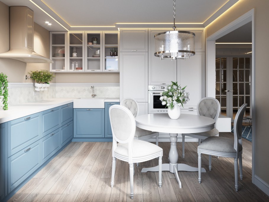 Белая кухня в стиле Сканди