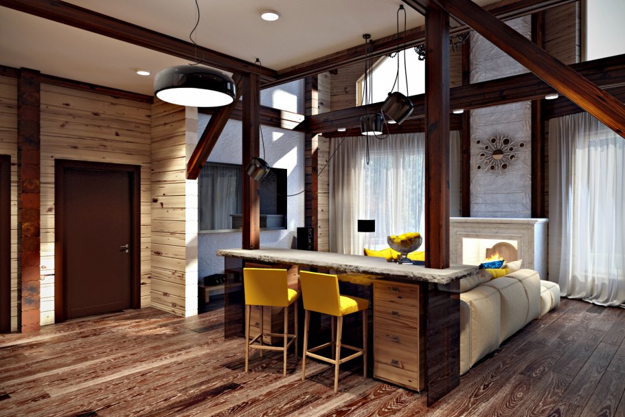 Лофт в доме из бруса
