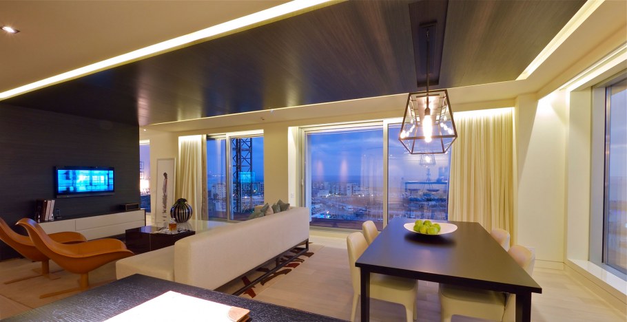 Потолок в квартире с понарамными окнам