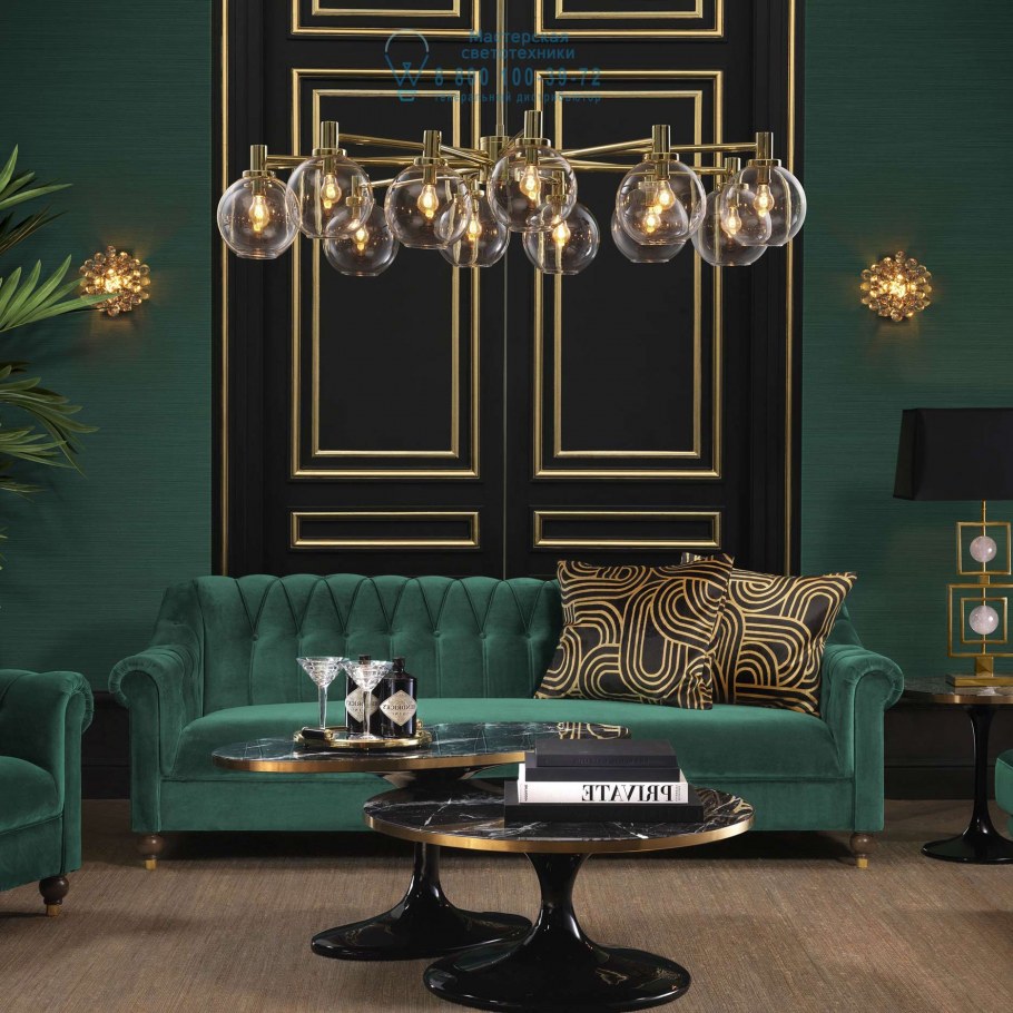 Гостиная в темном стиле с золотом