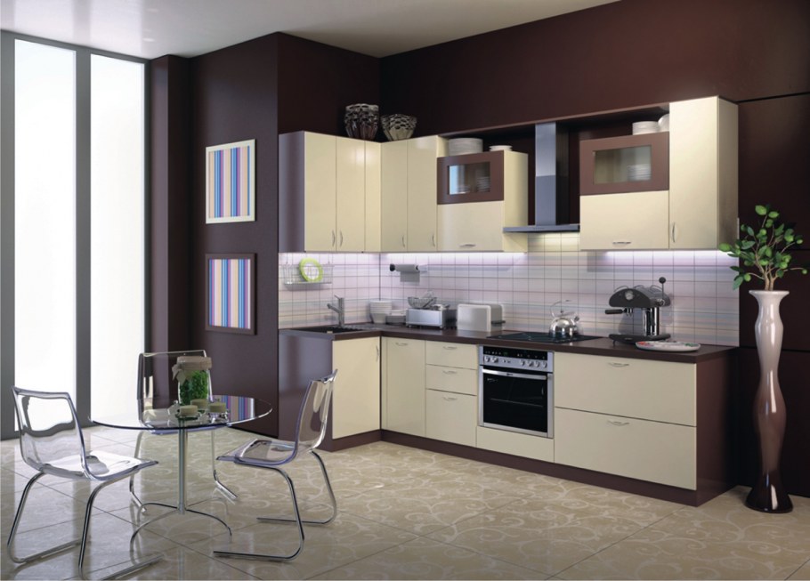 Кухня бежево капучино