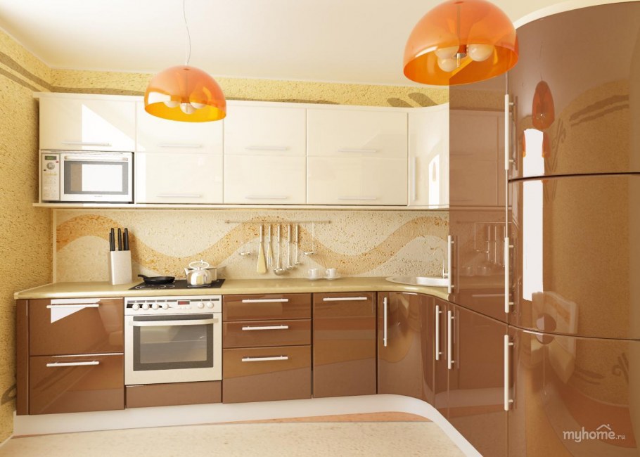 Кухня в коричнево-бежевых тонах