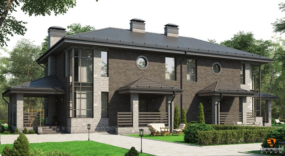 Дом из коричневого кирпича