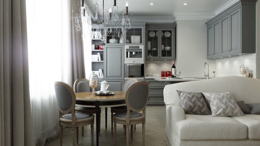 Кухня белая Нео классика 10м