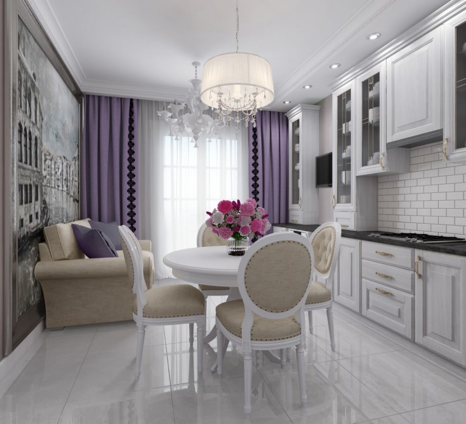 Кухня-гостиная в стиле современная классика