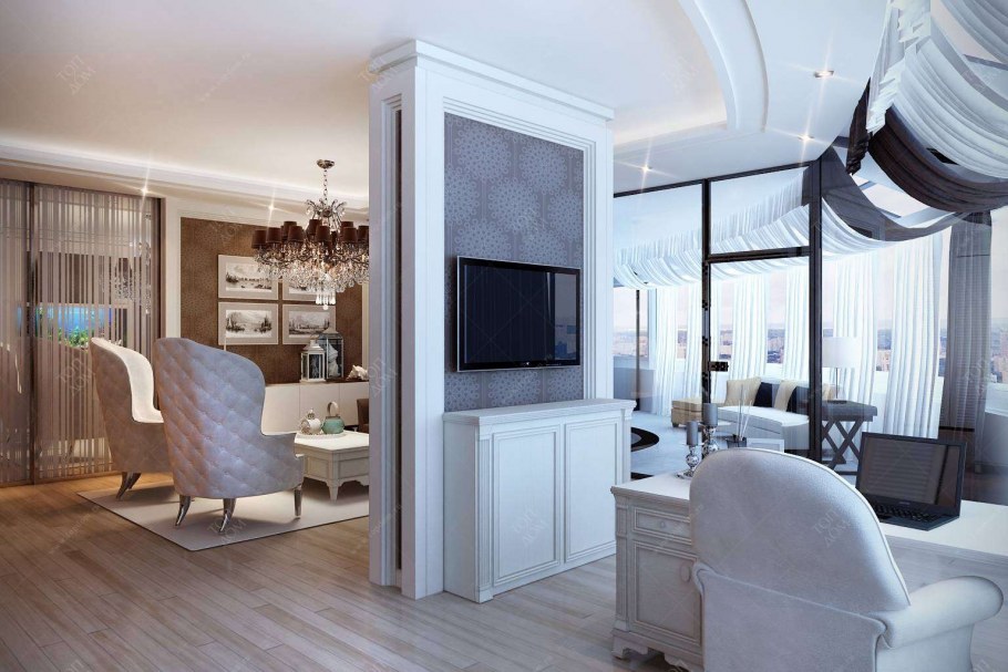 Кухня гостиная Неоклассика Скандинавия