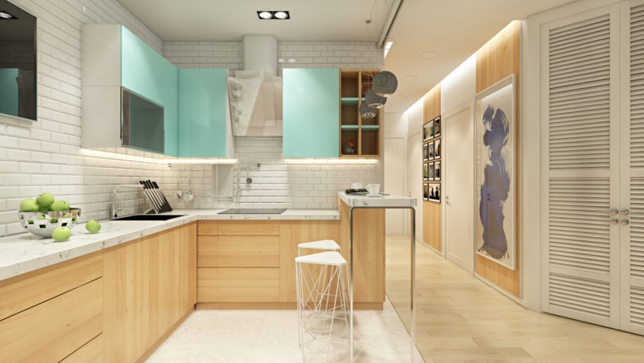 Кухня с элементами дерева