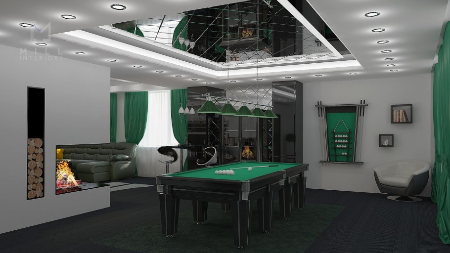 Бильярдная комната в стиле Хай тек
