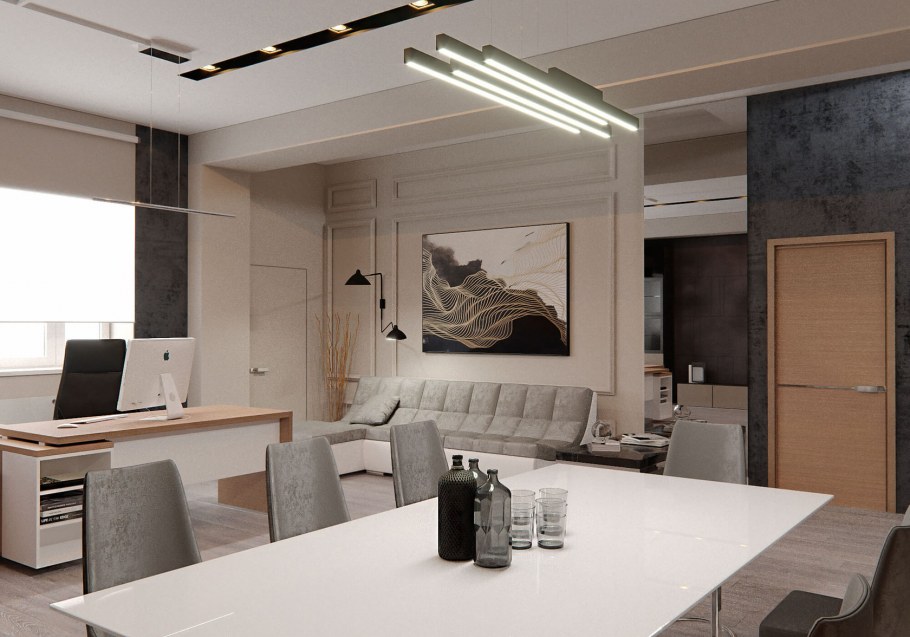 Бежевый и коричневый в интерьере офиса