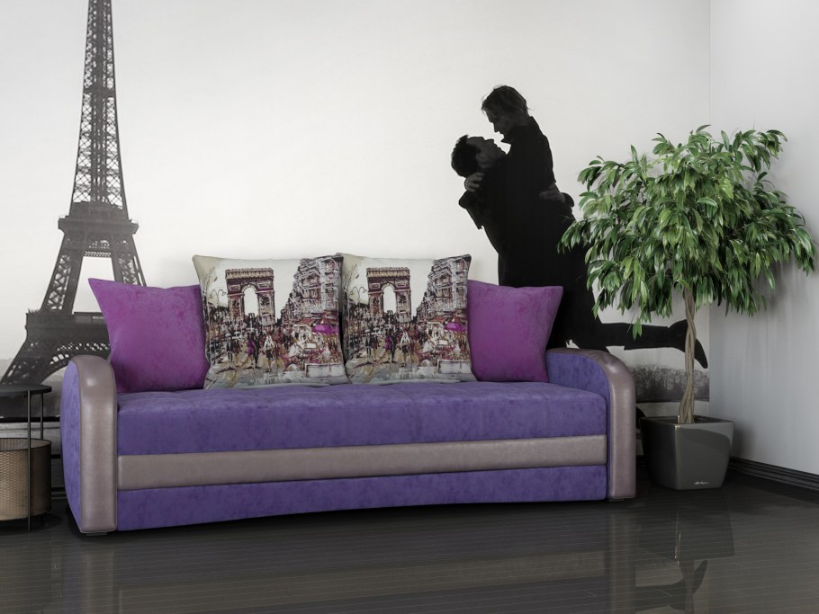 Диван с рисунком города