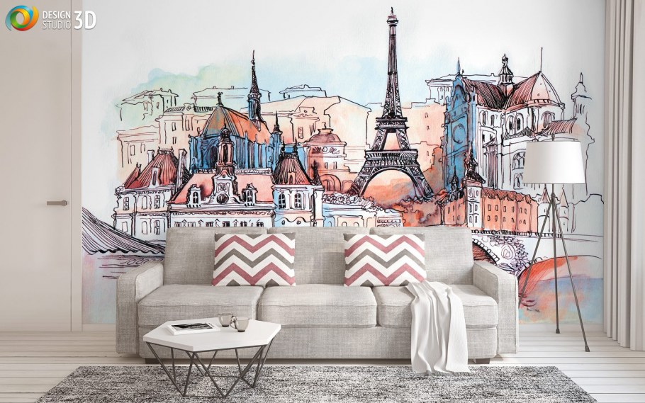 Фреска Париж.в акварели