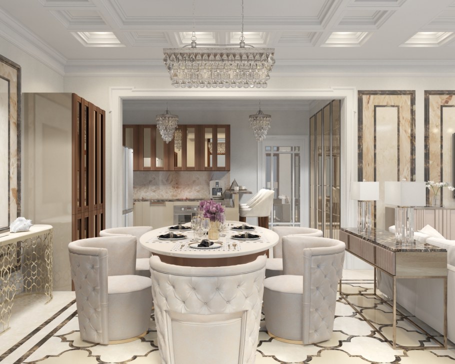 Гостиная арт деко в светлых тонах