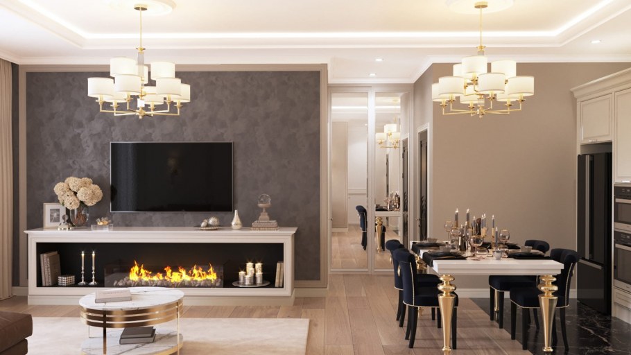 Кухня гостиная арт деко