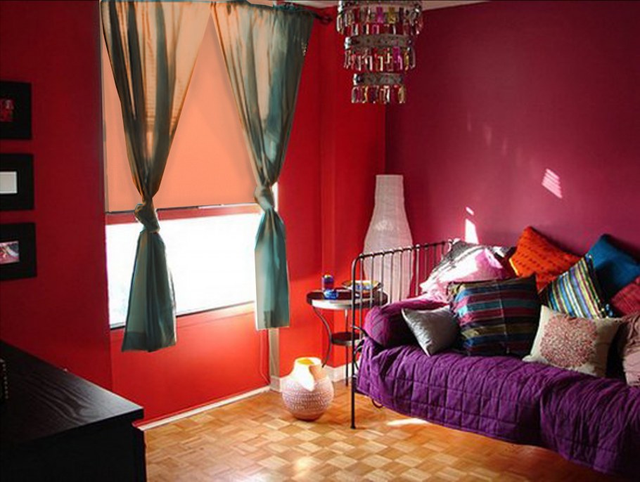 Терракотовые стены в спальне