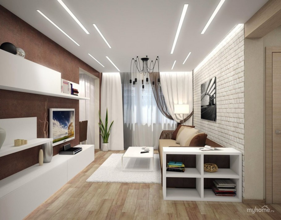 Гостиная в стиле лофт 17 кв