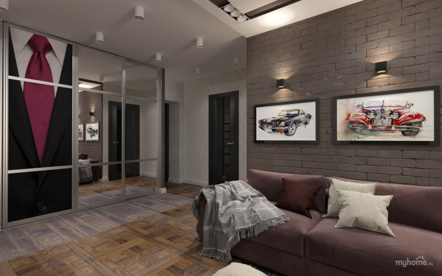 Интерьер комнаты в однокомнатной квартире