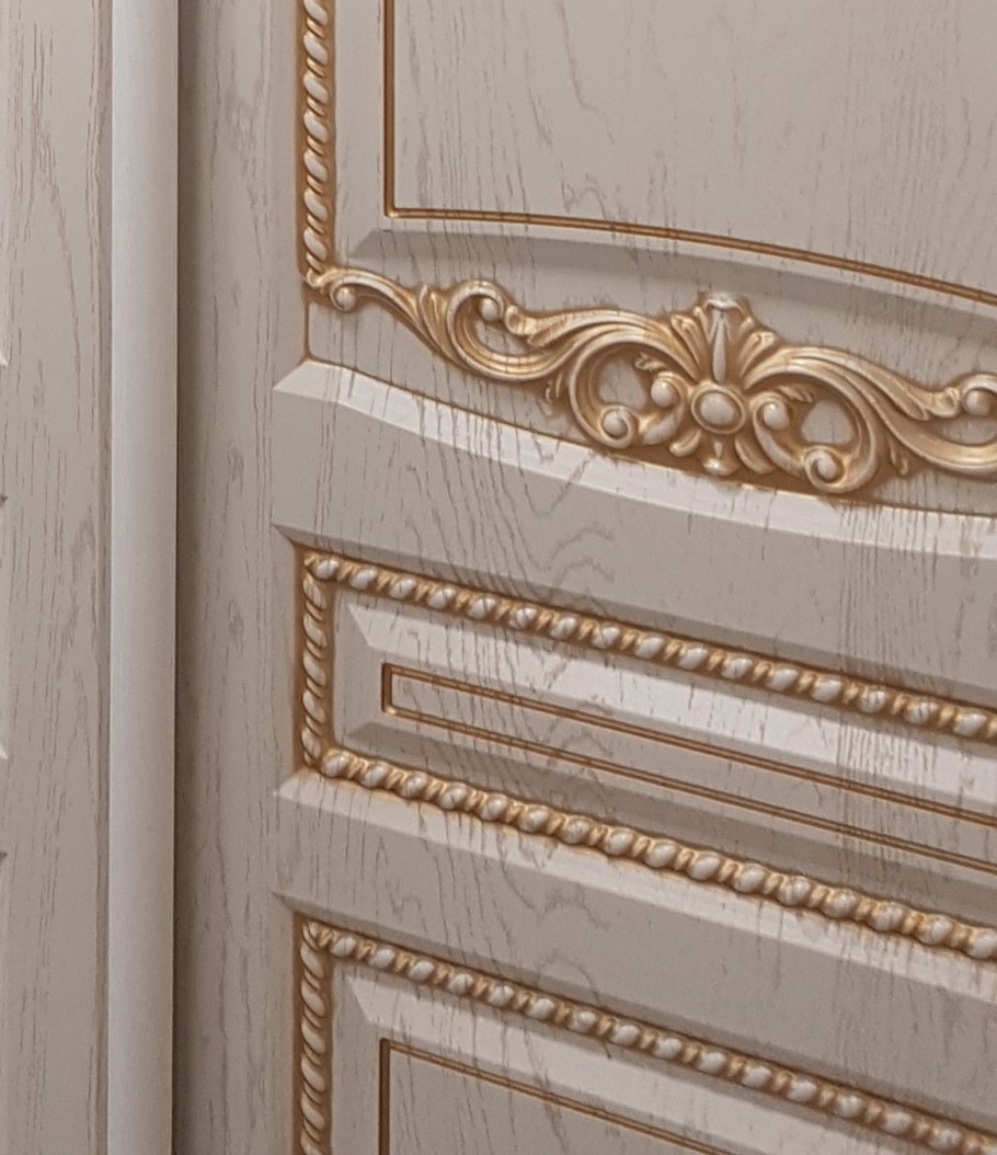 МДФ Квадро слоновая кость с золотой патиной