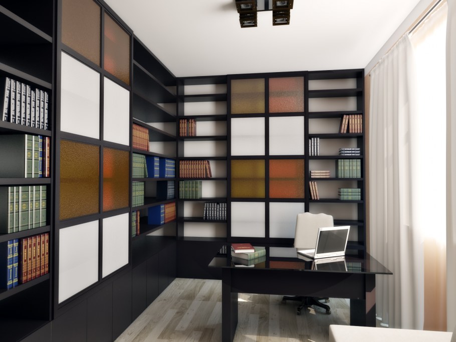 Высокий современный шкаф для кабинета