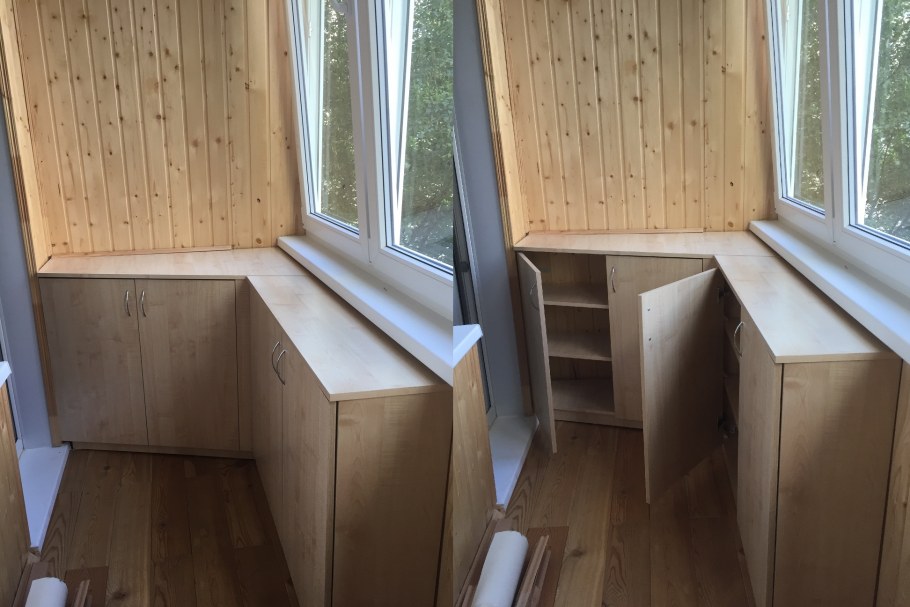 Шкаф на балконе со столом