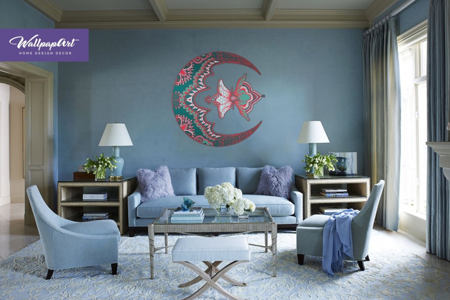 Синие шторы в интерьере