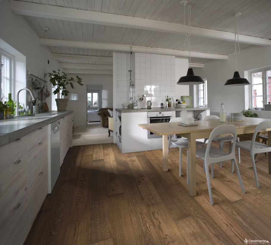 Паркетная доска на кухне