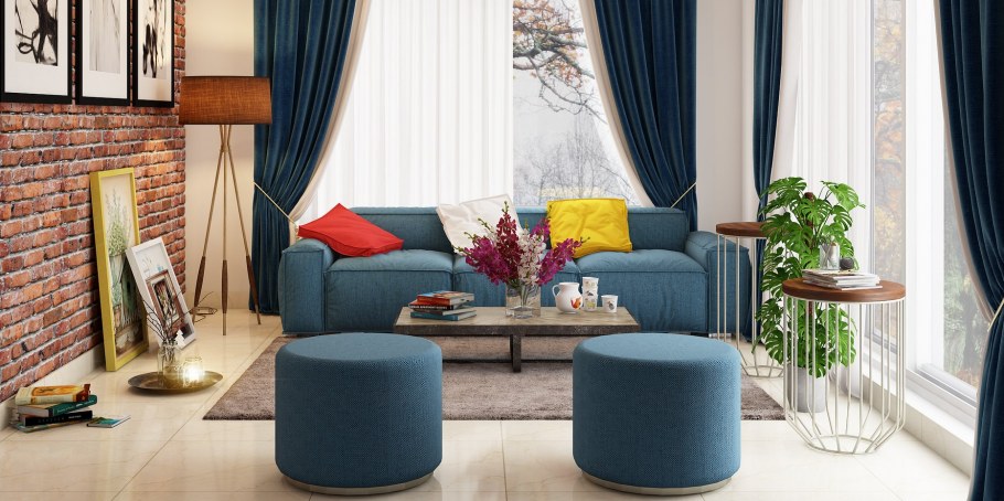 Гостиная в синем цвете