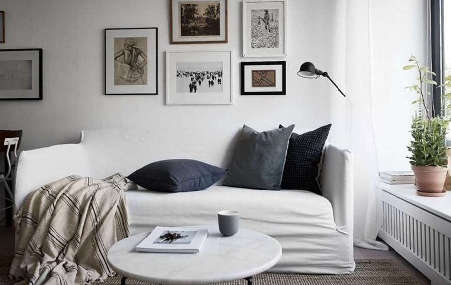 Стена серая с картиной стильно