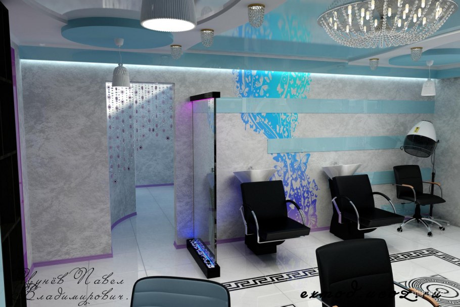 Интерьер салона красоты в серых оттенках