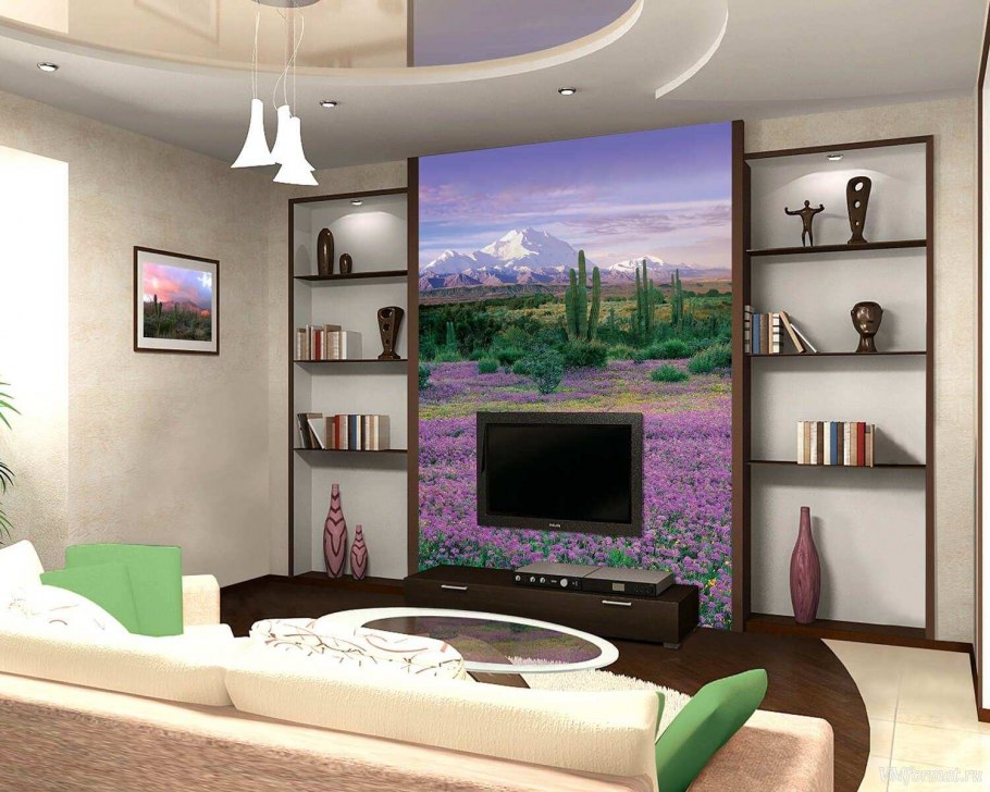 Фреска на стену с телевизором