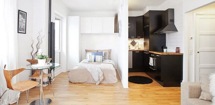 Студия 30 кв м планировка зонирование