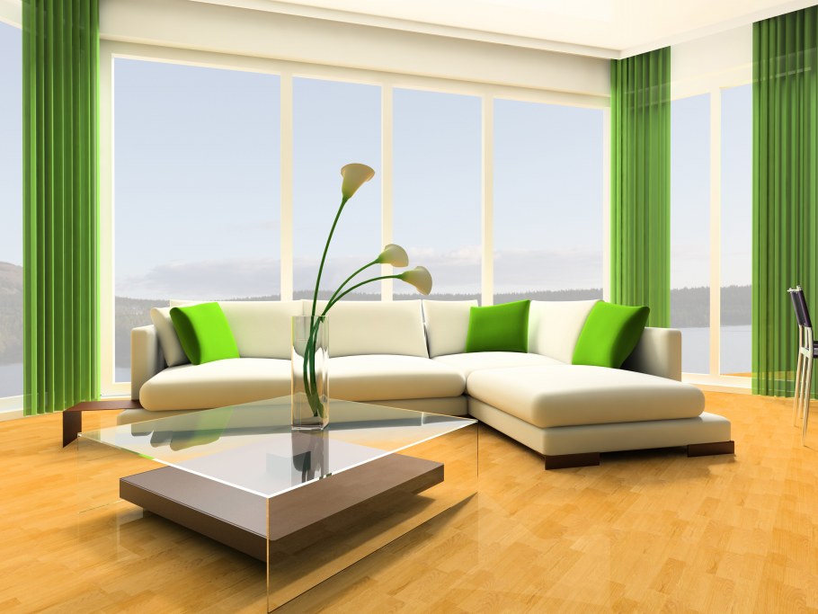 Гостиная в бежево зеленых тонах